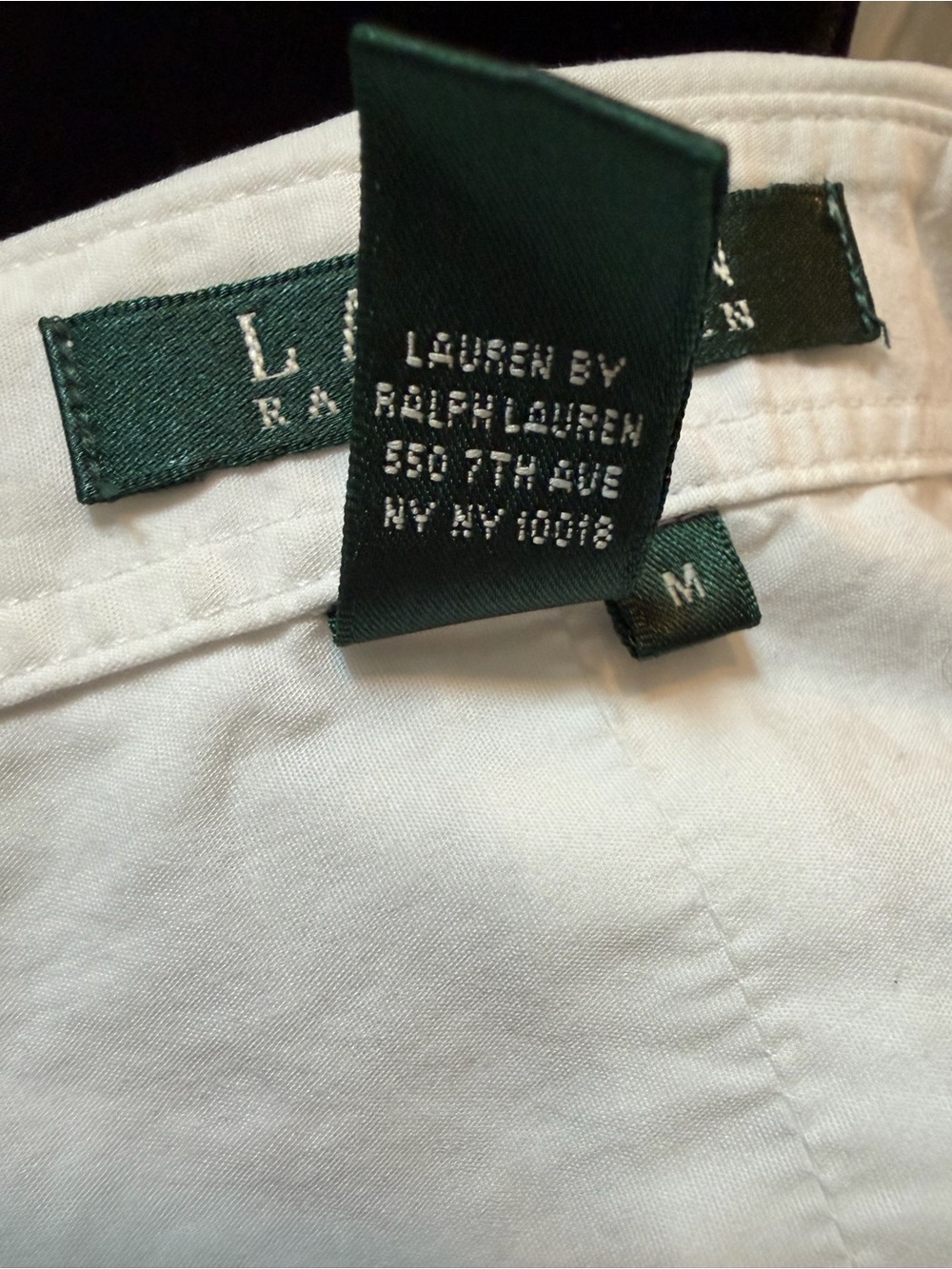 Ralph Lauren White Button-Down Cotton Shirt with Navy Embroidered Logo Size med - Picture 10 of 12